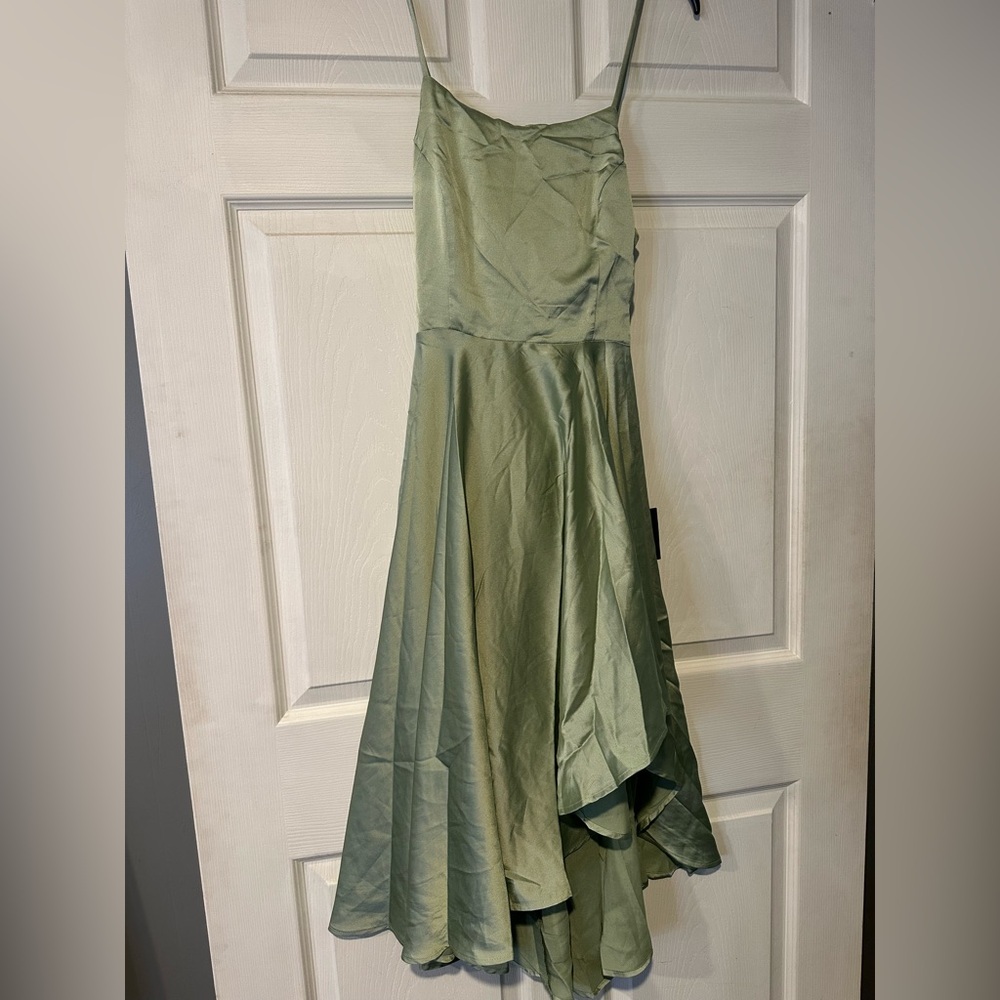 Lulus Light Sage Green High-Low Slip Dress